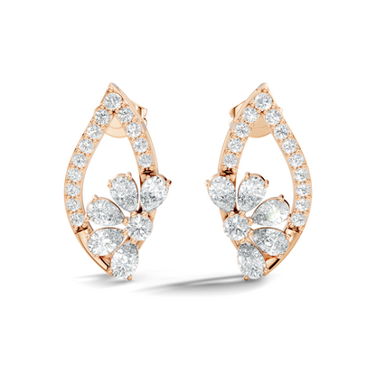 2.33 Ct Lab Grown & Natural Diamond  Round & Pear Shape Sparkling Shinny Beautiful Earrings For Her