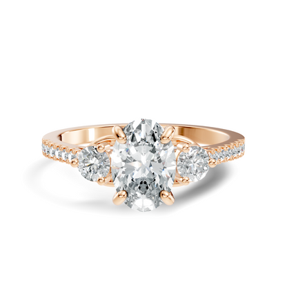 1.40Ct Oval and Round Cut White Colorless Diamond Unique Vintage Sparkling Dainty Wedding Ring For Women's