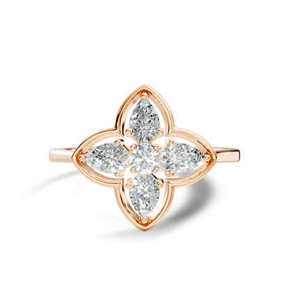 Pear and Round Cut High Quality Lab Grown Diamond Unique Art Deco Vintage Stacking Ring For Her