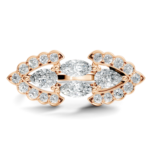 Vintage 2.16Ct Round, Marquise and Pear Cut Diamond Unique Minimalist Dainty Bridesmaid Ring For Women's