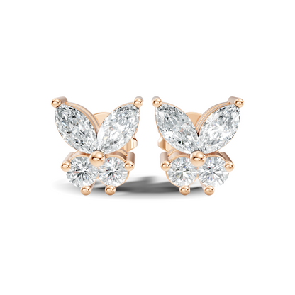 Stunning Marquise & Round Natural Diamond 14k Solid Gold Elegance Vintage Earrings For Birthday Gift