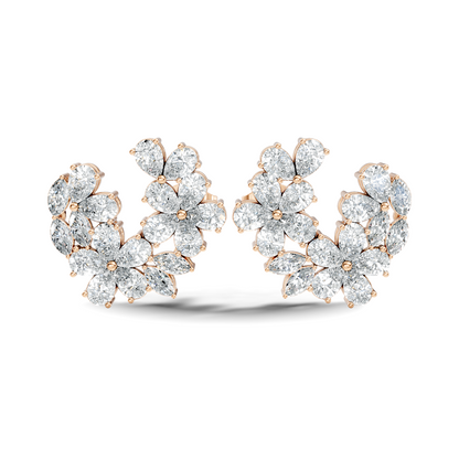 3.89 Ct Stunning Marquise And Pear Diamond Floral Stud Earrings Daliy Wear Earring For Women