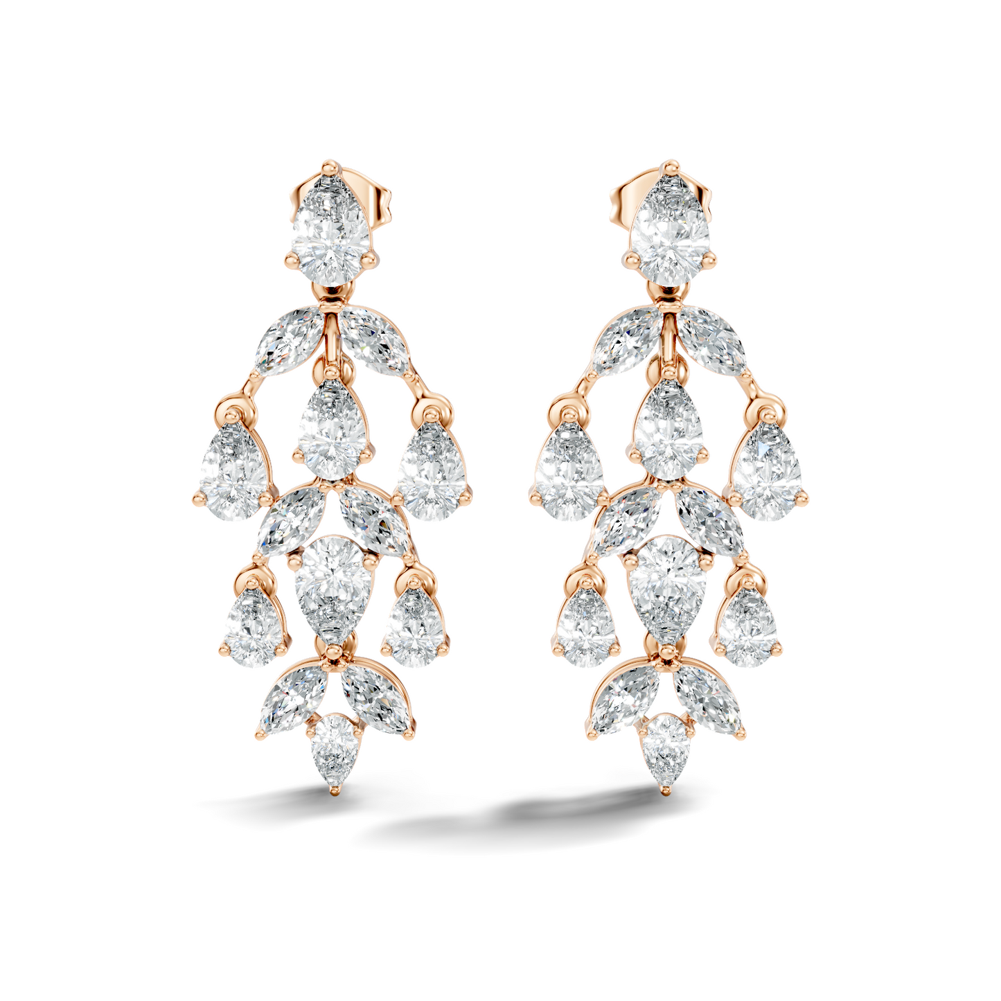 6.38 Ct Pear & Marquise Lab Grown Diamond Earrings in 14K White Gold
