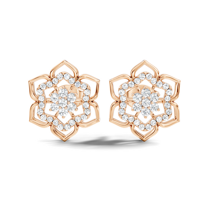 18k Solid Gold Natural & Lab Grown Round Shape Diamond New Classic Elegance Diamond Earrings For Women