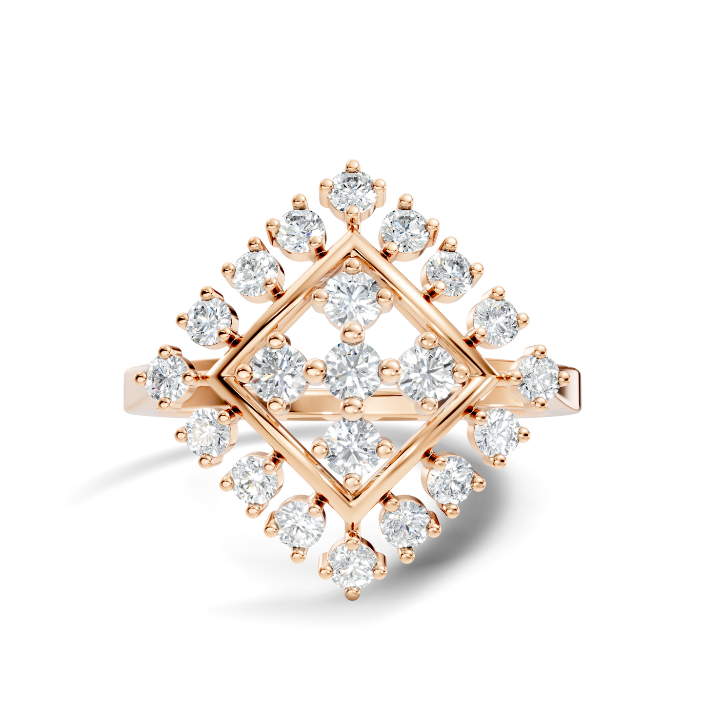 Round Cut Lab Grown & Natural Diamond Vintage Delicate Cluster Statement Dainty Ring For Women's
