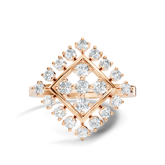 Round Cut Lab Grown & Natural Diamond Vintage Delicate Cluster Statement Dainty Ring For Women's