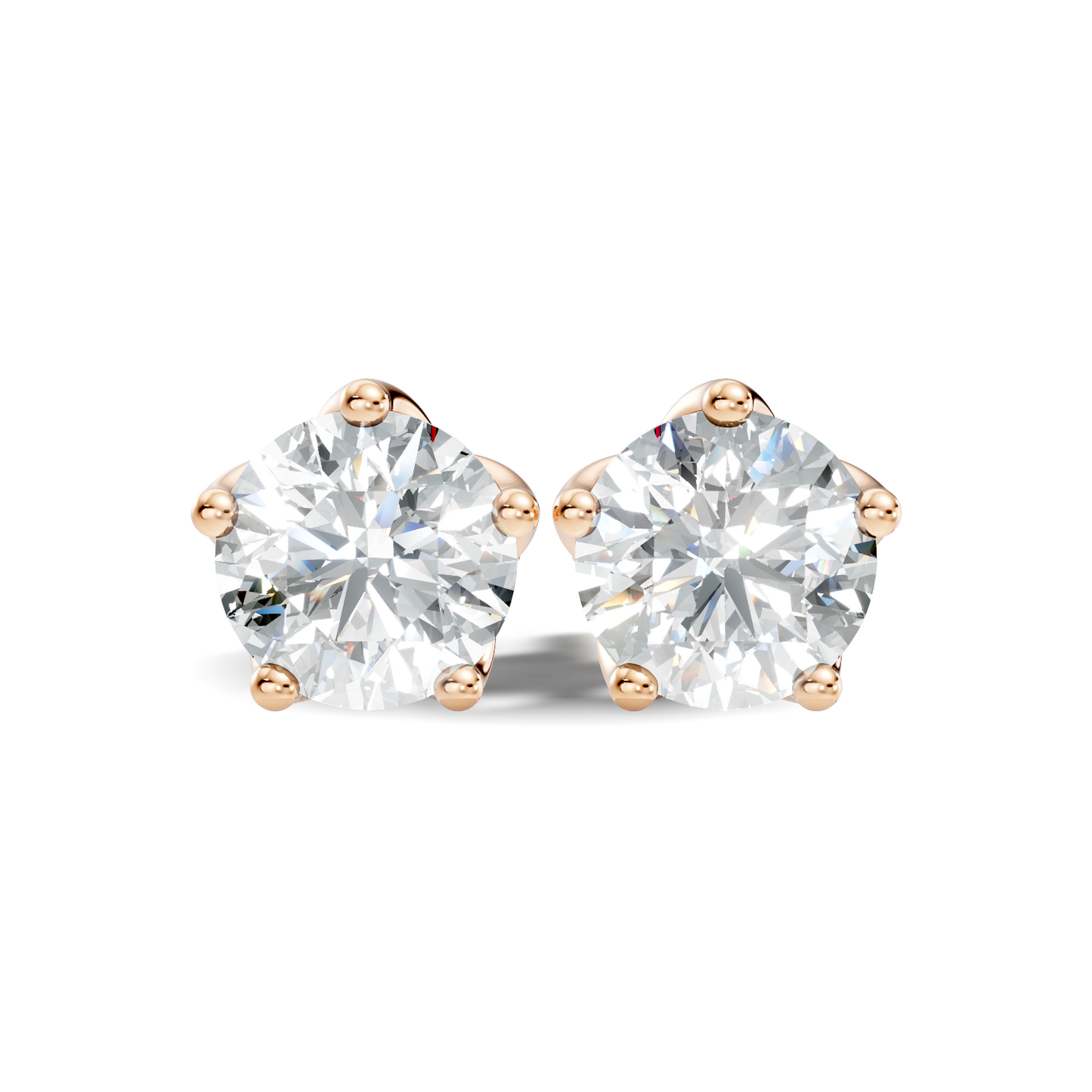 10k Solid Rose Gold Round Shape Lab Grown Vintage Solitaire Diamond Earrings For her
