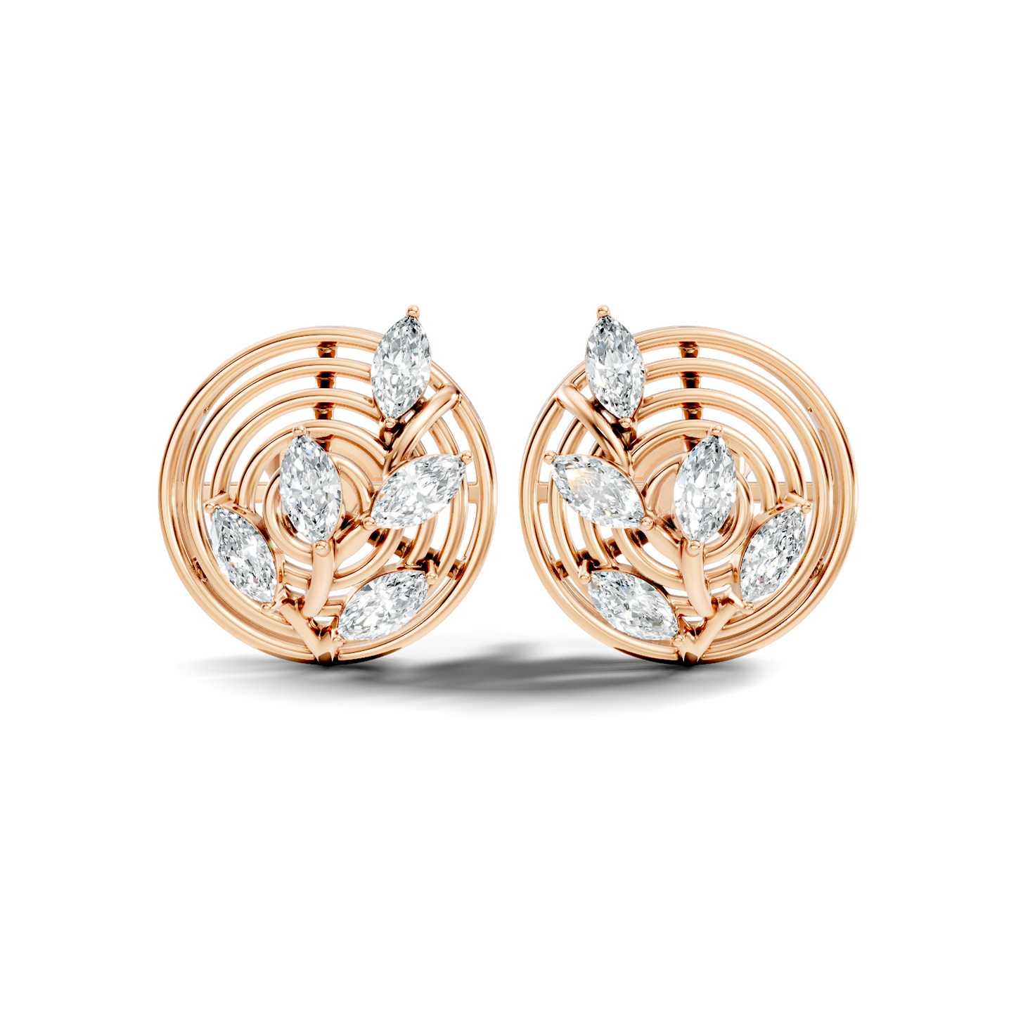 Marquise Cut 18k Solid Rose Gold New Style Ethically Wear Diamond Earrings For Women