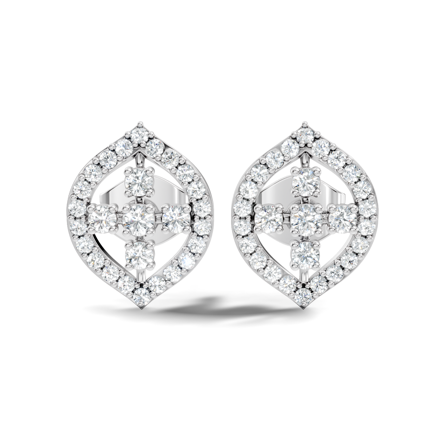 10k Solid White Gold Round Shape Lab Grown & Natural Diamond New Every Sparkle Diamond Earrings For Her