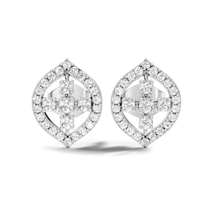 10k Solid White Gold Round Shape Lab Grown & Natural Diamond New Every Sparkle Diamond Earrings For Her