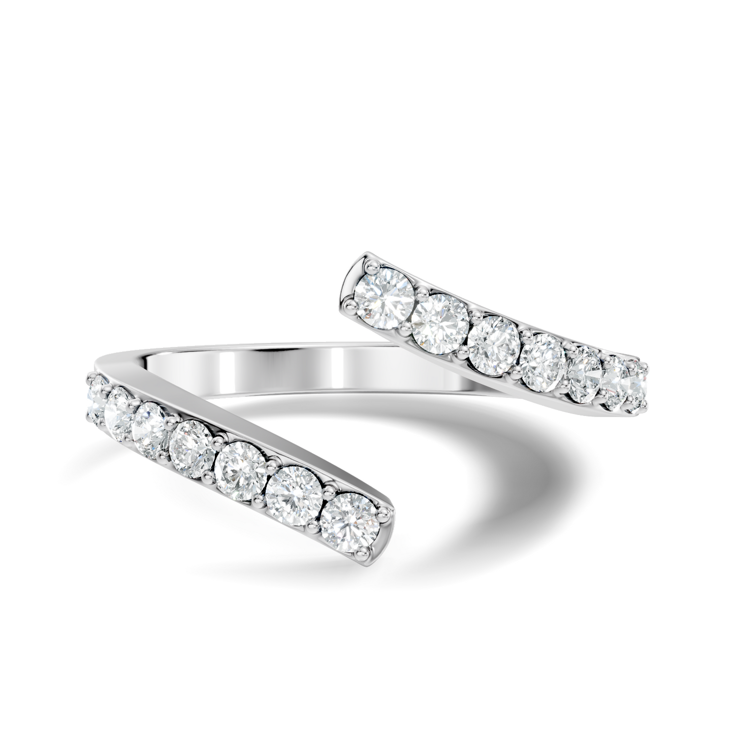 Round Cut White Colorless Lab Grown Diamond Unique Bypass Dainty Party Wear Ring For Women's