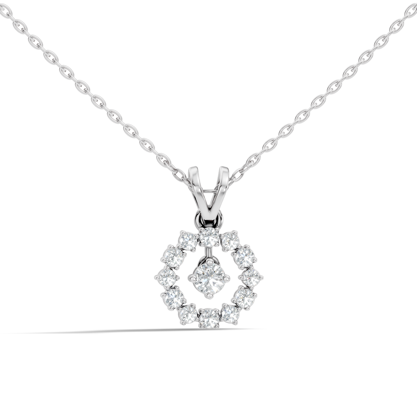 Stunning 0.38 Ct Round Diamond Charm Pendant 18K White Gold Jewelry For Women