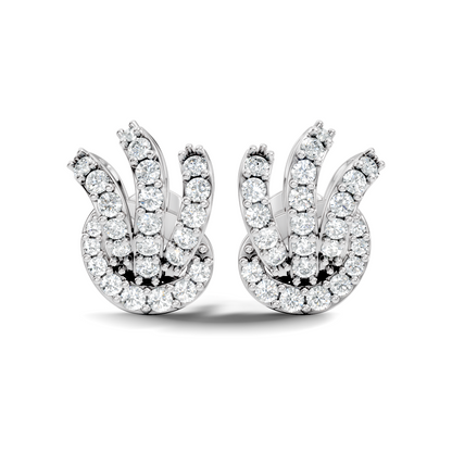 14k Solid Gold Round Shape Lab grown Diamond  Shinning Vintage Diamond Earrings For Her