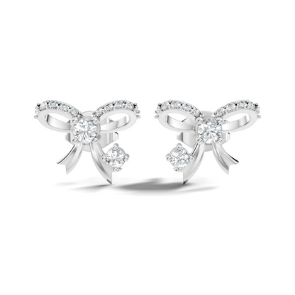 Elegance Round Shape Natural & Lab Grown Diamond Dazzling  Copy Ribbon Type Girl Diamond Earring