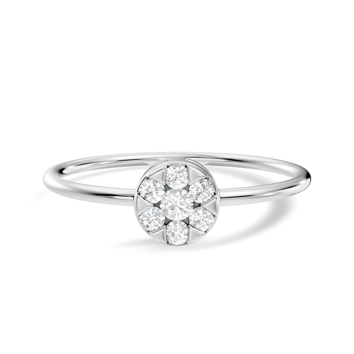 Round Cut White Colorless Lab Grown & Natural Diamond Vintage Delicate Halo Cluster Promise Ring For Her
