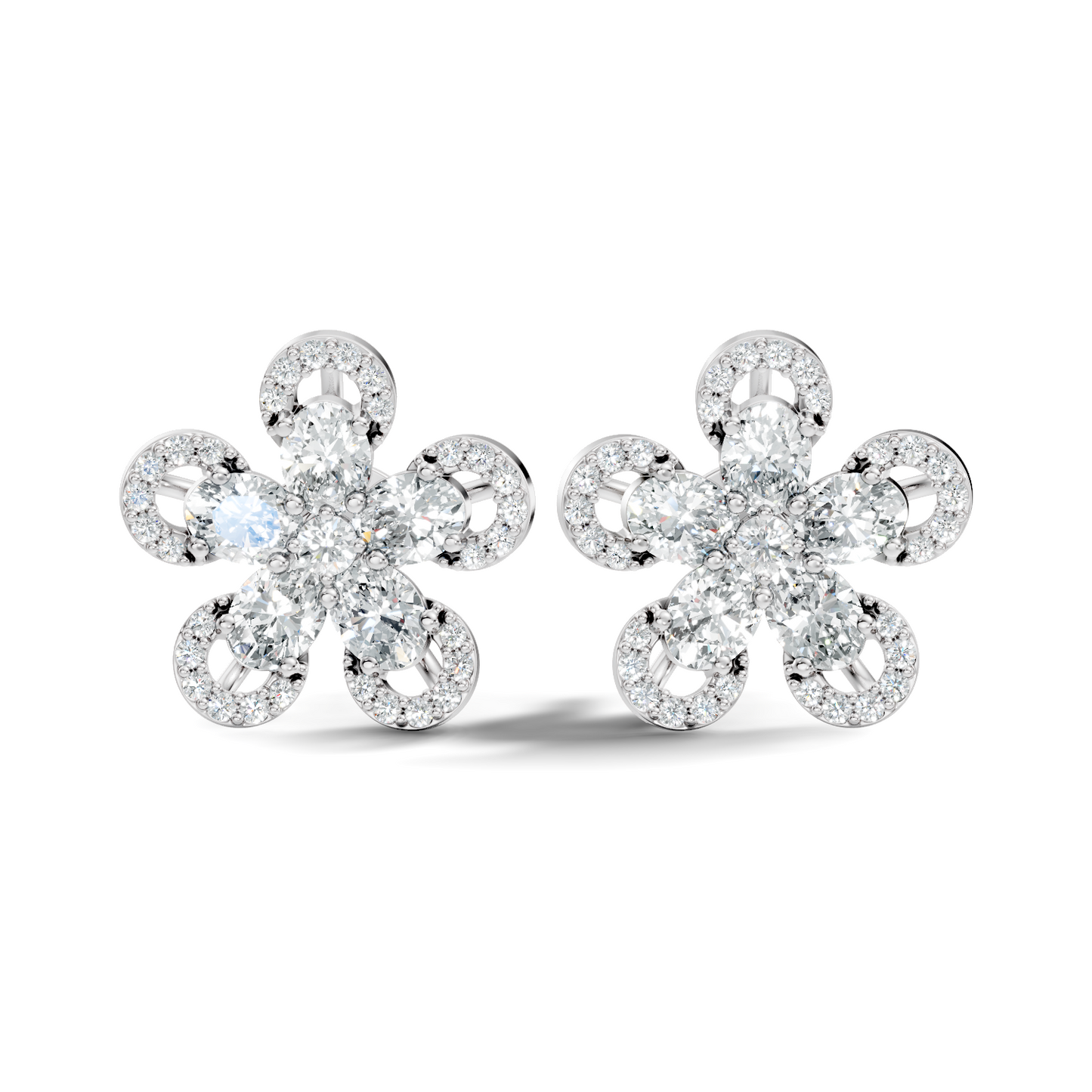 2.56 Ct Round & Oval Shape Lab Grown & Natural Diamond Every Wear Sparkling Diamond Earrings For Women