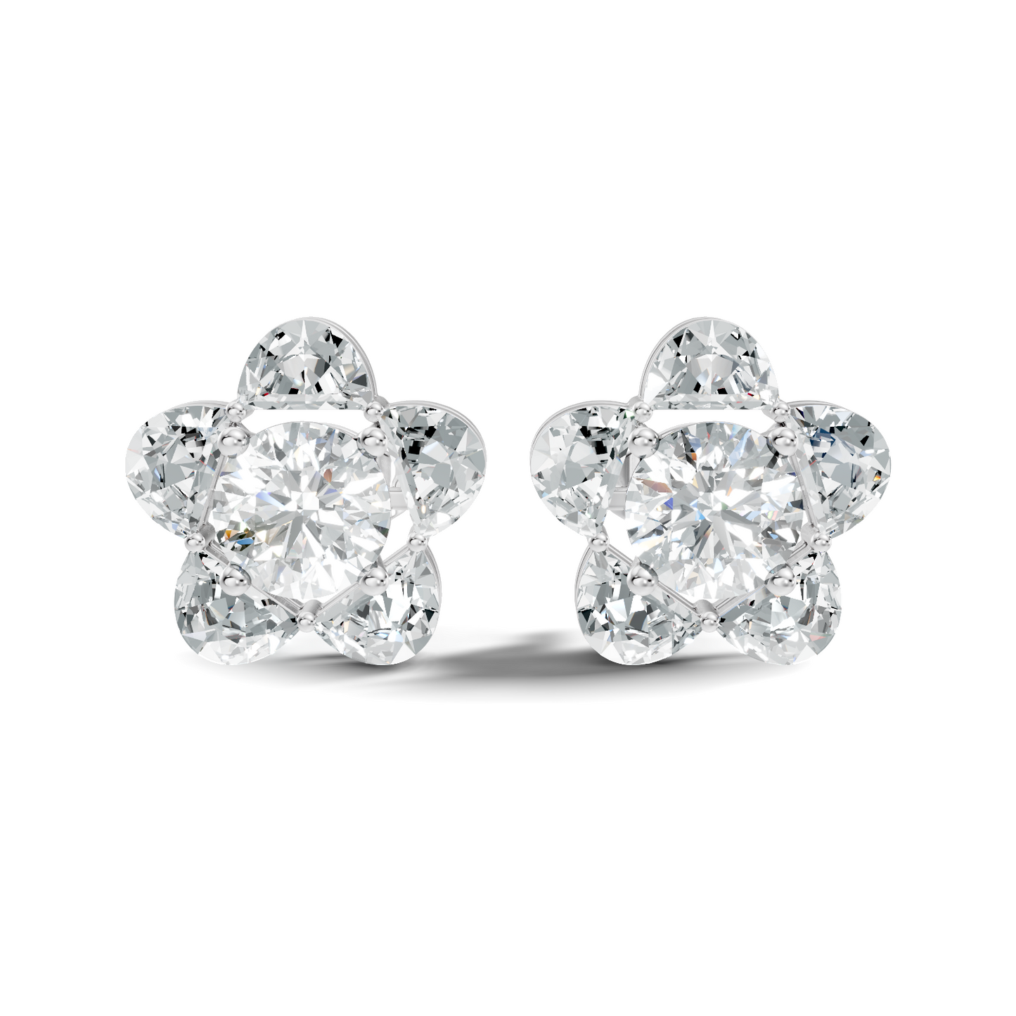 Halfmoon Antique Cut Diamond Stud Earrings Round Lab Grown luxury Stud Earring Perfect Gift For Her