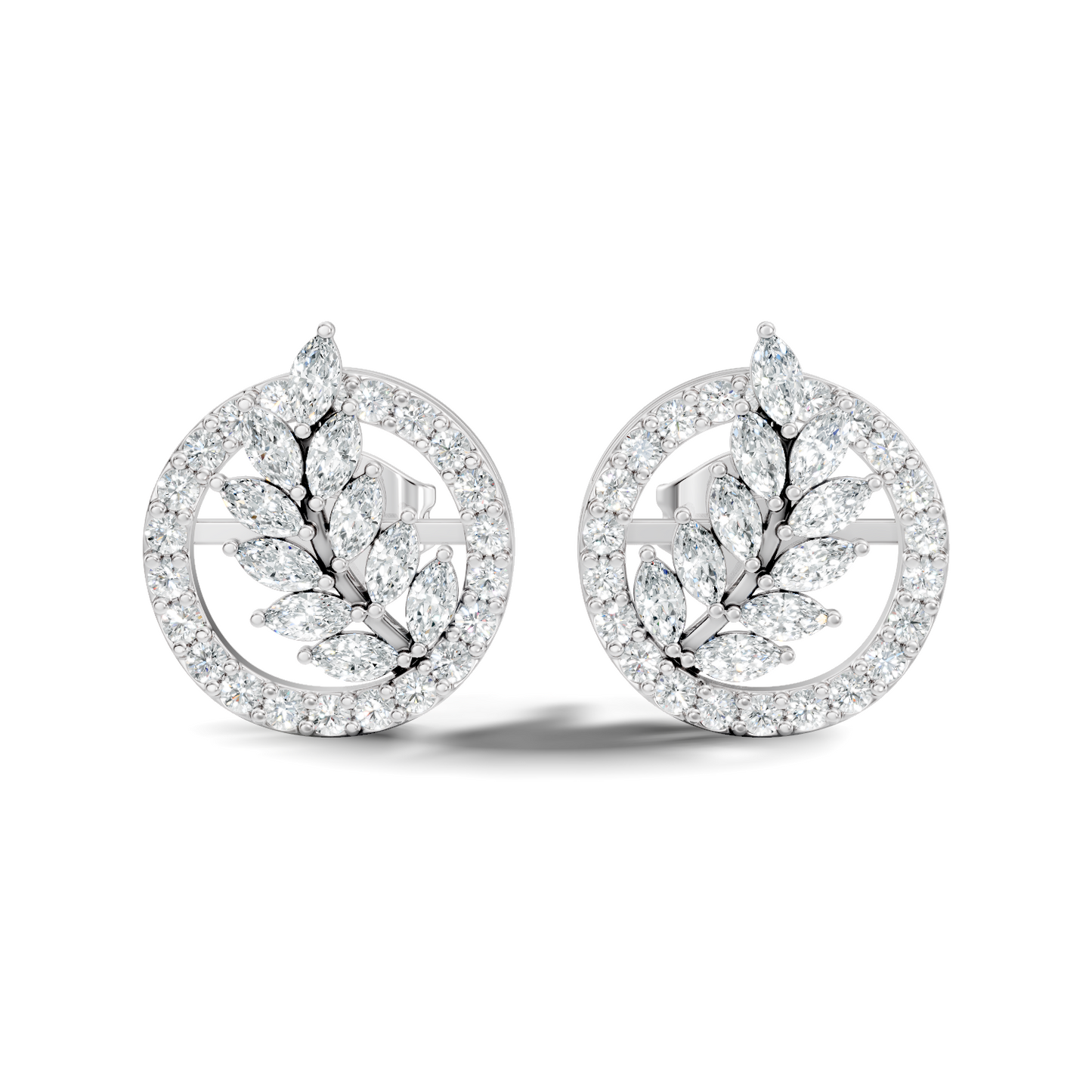 Round & Marquise Shape Natural & Lab Grown Diamond 18k Solid Gold Elegance Diamond Earrings