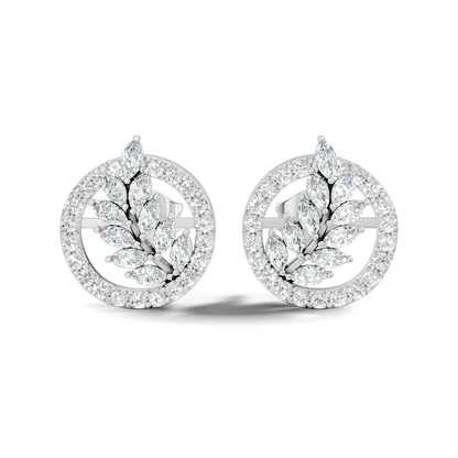 Round & Marquise Shape Natural & Lab Grown Diamond 18k Solid Gold Elegance Diamond Earrings
