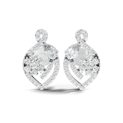 Pear & Round Shape 14k Solid Gold  Lab Grown- Natural Diamond Earrings For Daily wear For Women