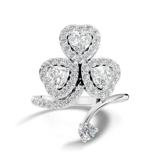 1.28Ct Heart and Round Cut White Colorless Diamond Antique Art Deco Vintage Wedding Ring For Women's