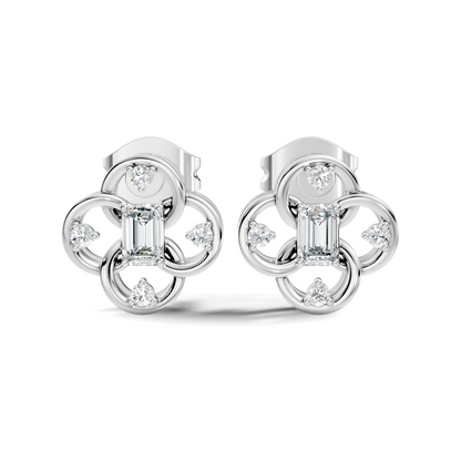 EEmerald Cut Lab Grown & Natural Daimond Unique Delicate Vintage Party Wear Earring For Her