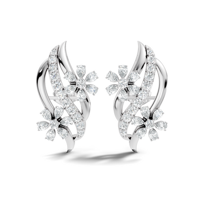 3.80 Ct Pear & Round Shapes Elegance Unique 18k Solid Gold Diamond Earrings For Her