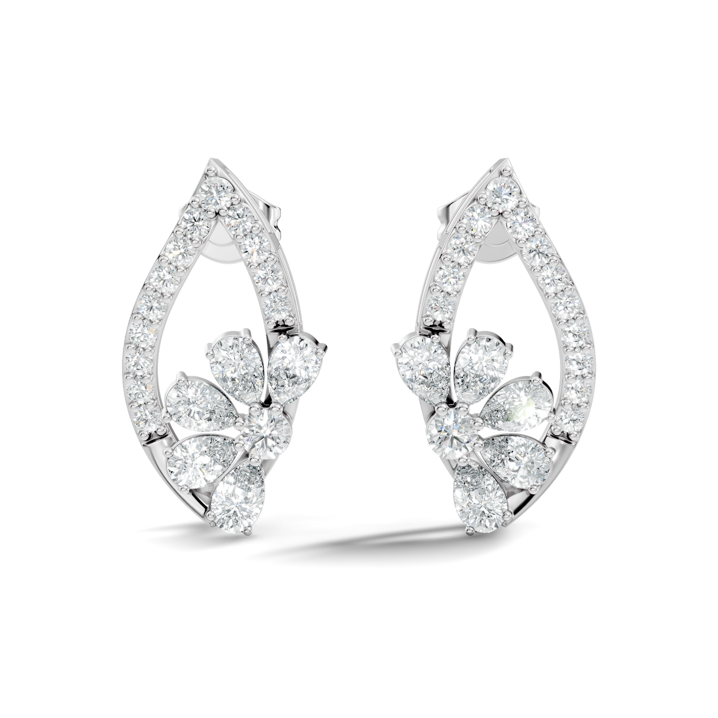 2.33 Ct Lab Grown & Natural Diamond  Round & Pear Shape Sparkling Shinny Beautiful Earrings For Her