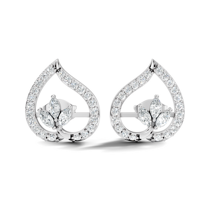 Marquise & Round Shape Natural & Lab Grown Diamond Stunning New Style Earrings For Girl