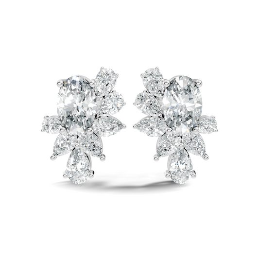 4.08 Ct 18k Solid Rose Gold Pear & Oval Shapes Lab Grown Diamond Occasionally Wear Diamond Earrings For Her