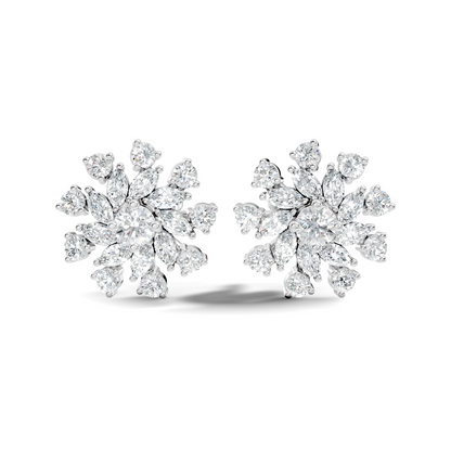 14k Solid Gold Marquise, Round, Lab Grown Diamond Sparkling Sizzling Style Diamond Earrings For Her