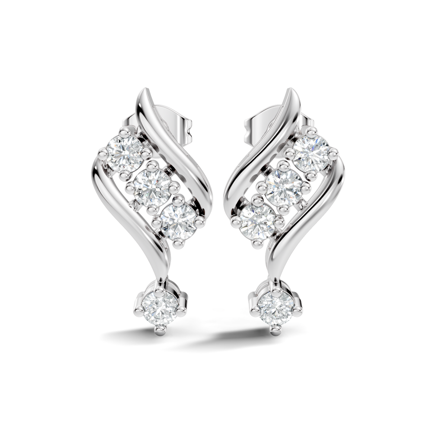 Round Shapes Lab Grown Diamond 18k Solid Gold Shiny Vintage Diamond Earrings For Birthday