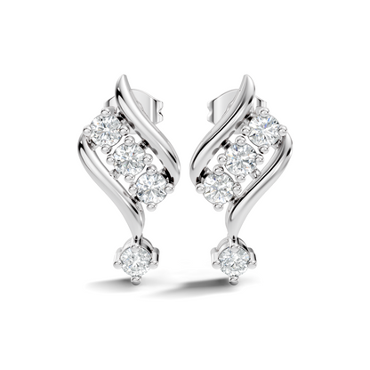 Round Shapes Lab Grown Diamond 18k Solid Gold Shiny Vintage Diamond Earrings For Birthday