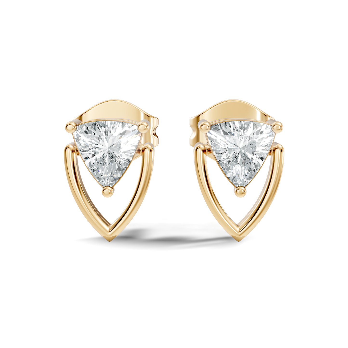 Trillion Cut Lab Grown Diamond 14k Solid White Gold Classic Affordable Diamond Earrings For Her