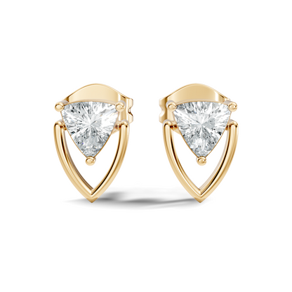 Trillion Cut Lab Grown Diamond 14k Solid White Gold Classic Affordable Diamond Earrings For Her