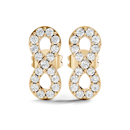 Round Shape Natural & lab grown Diamond 14k Solid Gold Shinning Unique New Studs Earrings For Weeding Wear