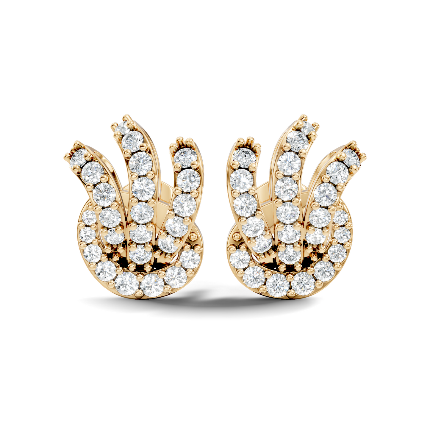 14k Solid Gold Round Shape Lab grown Diamond  Shinning Vintage Diamond Earrings For Her