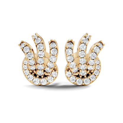 14k Solid Gold Round Shape Lab grown Diamond  Shinning Vintage Diamond Earrings For Her