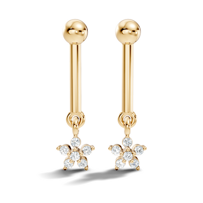 Round Shape Lab Grown & Natural Diamond 10k Solid Gold Very Classic shiny Earrings For Her