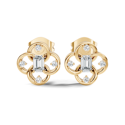 EEmerald Cut Lab Grown & Natural Daimond Unique Delicate Vintage Party Wear Earring For Her