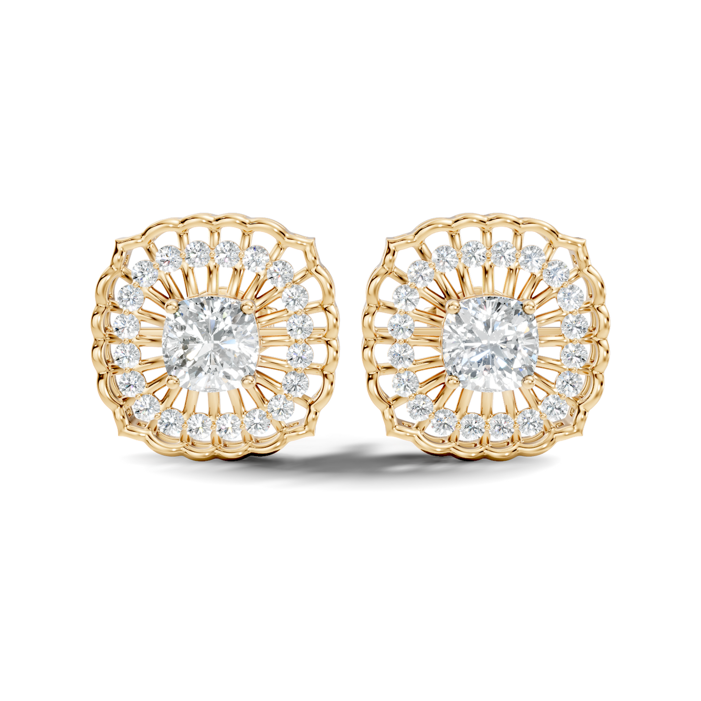 Cushion Square And Round Shape Lab Grown Diamond Sparkling Square Style Diamond Earrings For Her