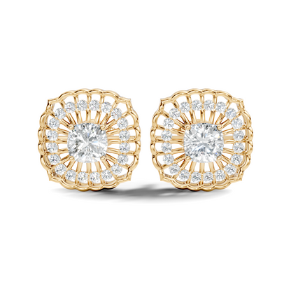Cushion Square And Round Shape Lab Grown Diamond Sparkling Square Style Diamond Earrings For Her