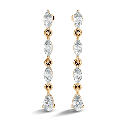 14K Gold Minimalist Earring Studs Marquise & Pear Drop Earrings For Party Wear
