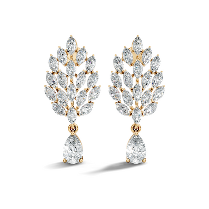 Marquise & Pear Shape 4.80 Ct 18k Solid Gold Sparkling Shinny  Vintage Style Party Wear Diamond Earrings