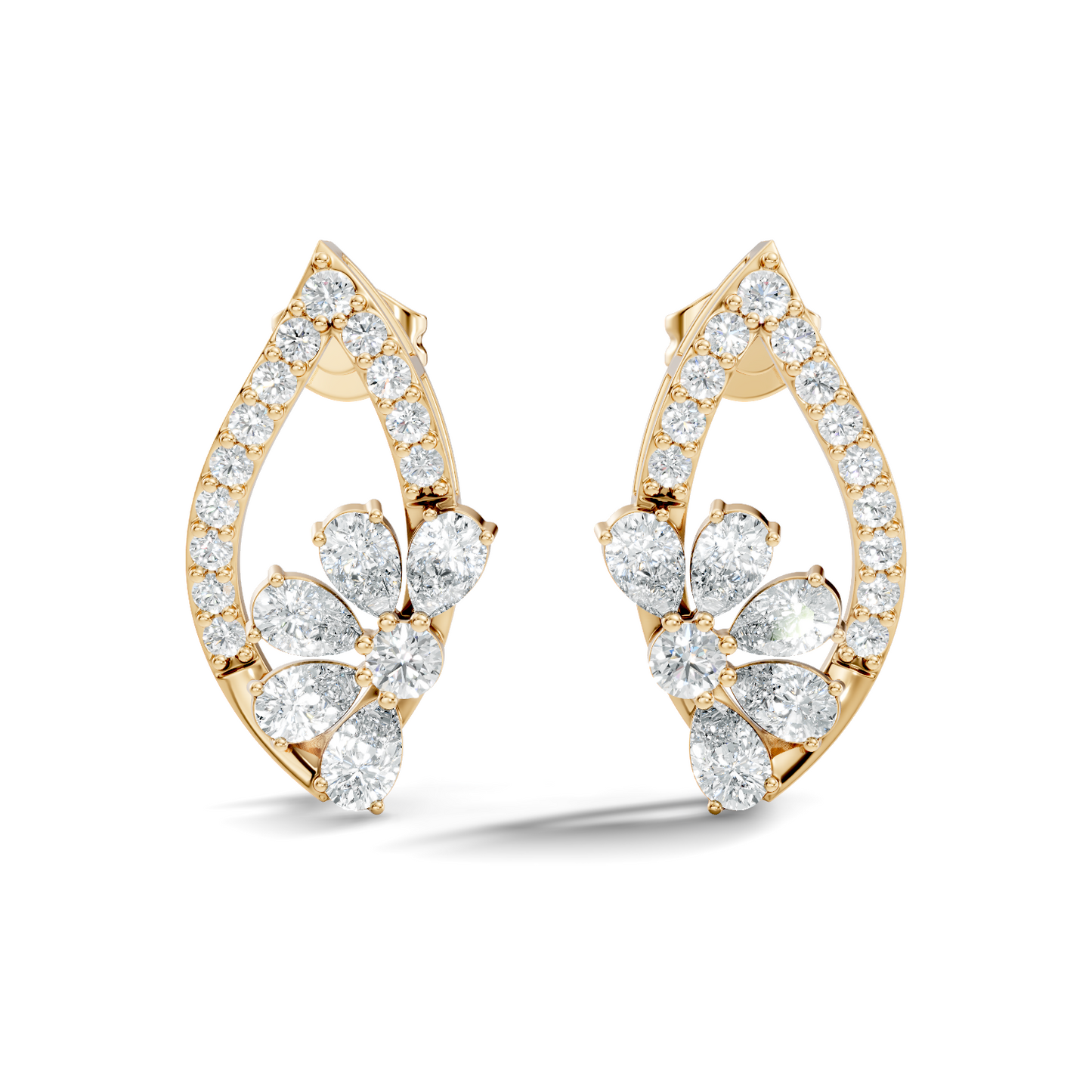 2.33 Ct Lab Grown & Natural Diamond  Round & Pear Shape Sparkling Shinny Beautiful Earrings For Her