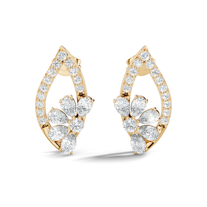 2.33 Ct Lab Grown & Natural Diamond  Round & Pear Shape Sparkling Shinny Beautiful Earrings For Her