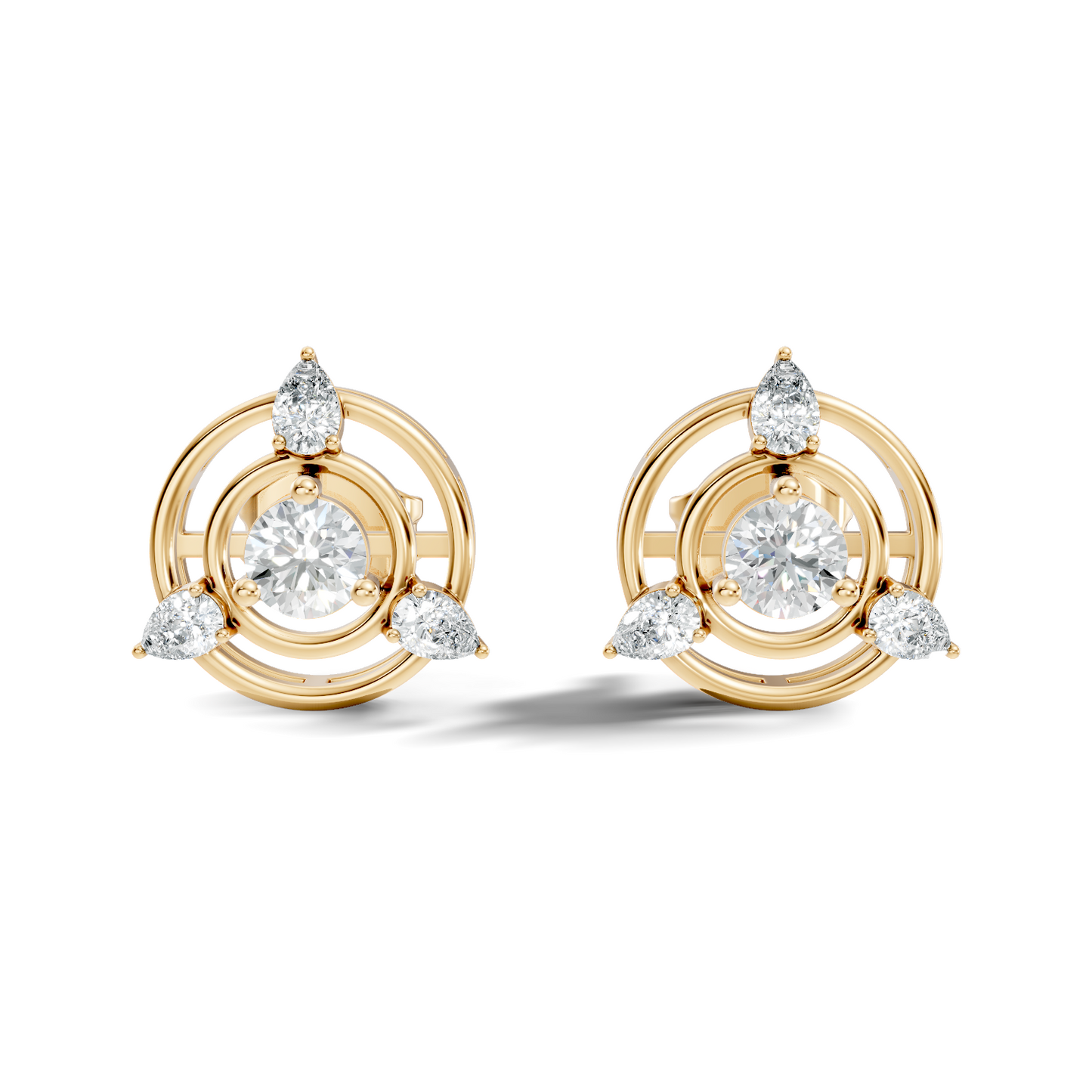 Pear & Round Shape Natural & Lab Grown Diamond 1.16 Ct 14k Solid Gold Classic Diamond Earrings