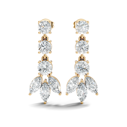 4.60 CT Round And Marquise Cut Diamond Unique Elegant Prong Set Cluster Stunning Dainty Drop Earring For Women's