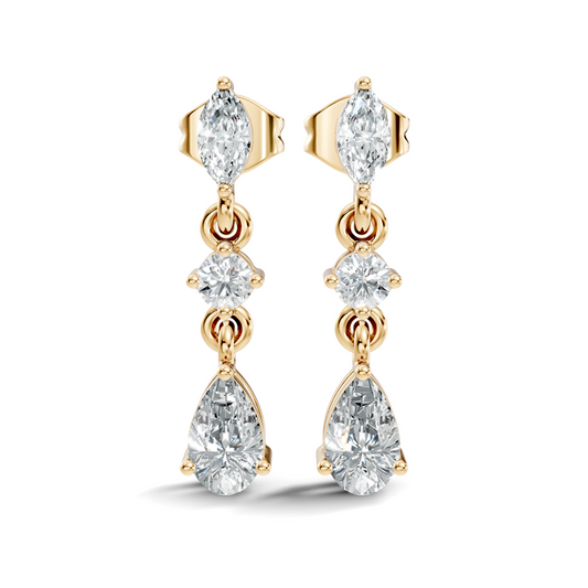 Pear, Marquise and Round Cut Top Grade Lab Grown Diamond Unique Perfect Earring For Bridals