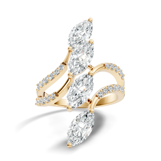 2.30Ct Marquise and Round Cut White Colorless Lab Grown Diamond Vintage Unique Engagement Ring